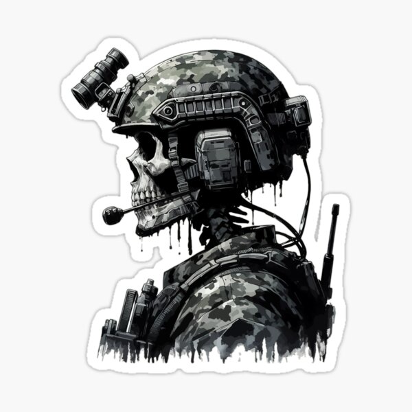 Skeleton Skull Soldier Sticker