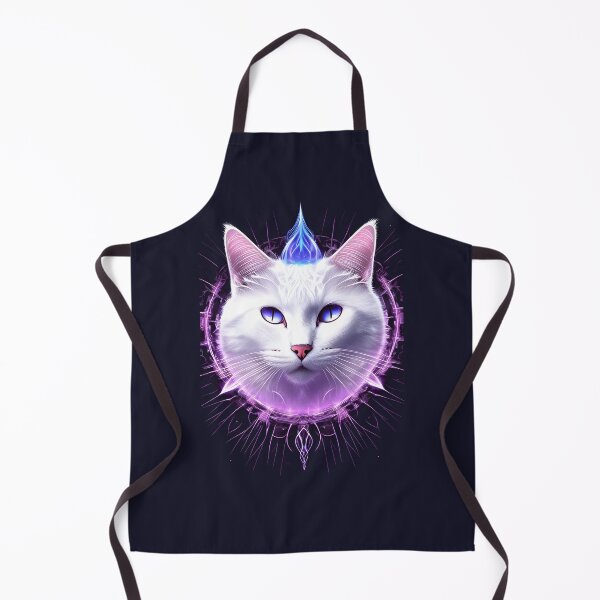 Item preview, White Cat face in flames and fractal designed and sold by cabana.space.