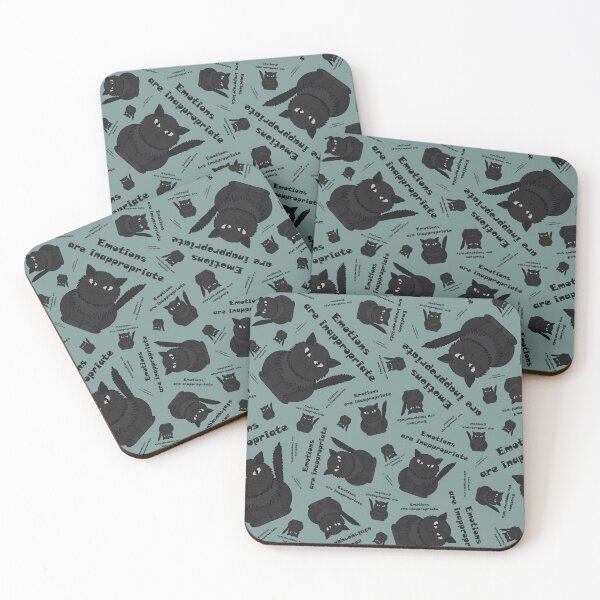 Item preview, Pattern with a black cat Tomeo and the inscription "Emotions are inappropriate" designed and sold by Cherevan.
