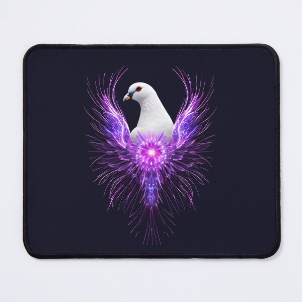 Item preview, White Pigeon face in flames and fractal designed and sold by cabana.space.