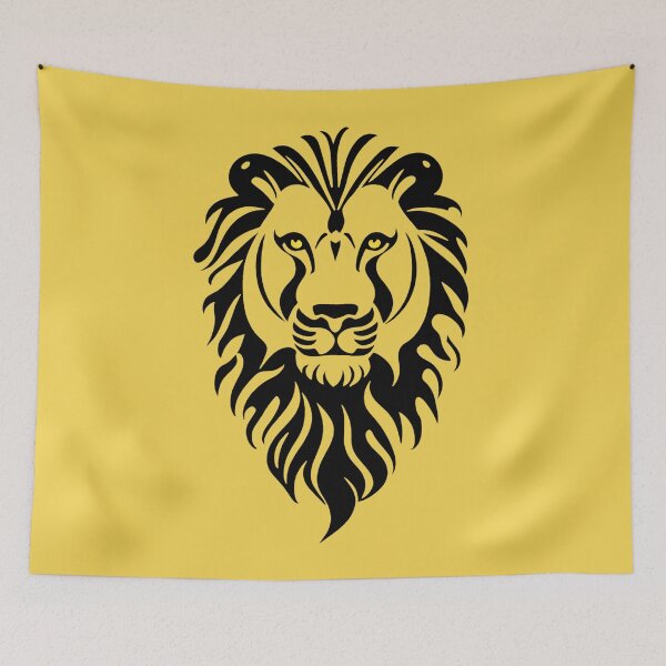 Item preview, Lion's face: black outline ▩ | Yellow designed and sold by cabana.space.