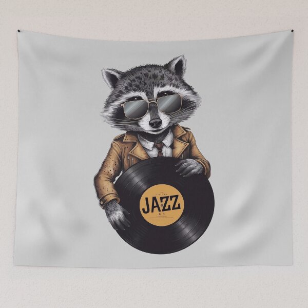 Item preview, A raccoon listening to jazz designed and sold by Tajdi.