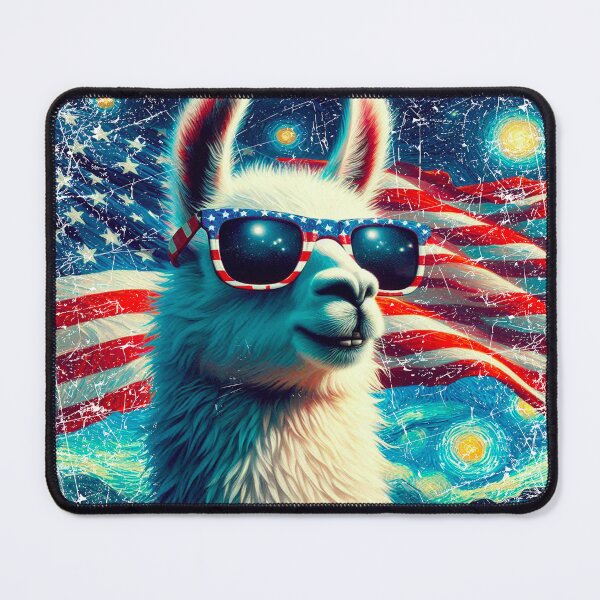 Item preview, Art Starry Night Van Gogh Style Painting Llama Mom USA Flag Funny Mama Mothers Day 4th of July designed and sold by KAYDEE01212 ✨.