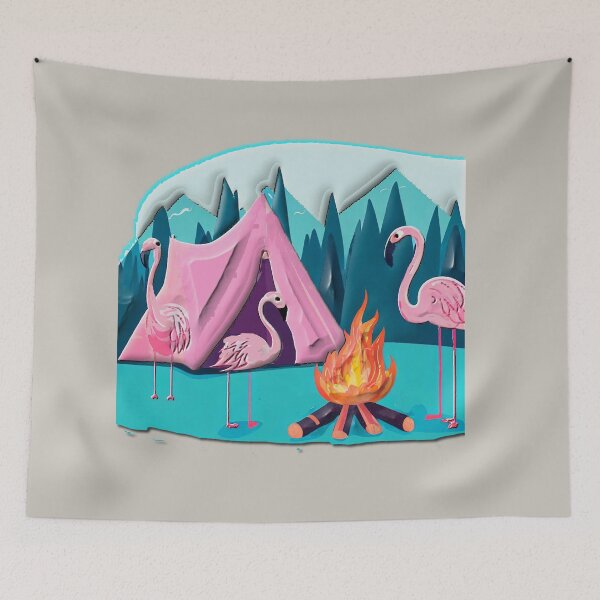 Item preview, FLAMINGOS CAMPING 3D STYLE designed and sold by THE AMERICAN TEEVANGELIST.