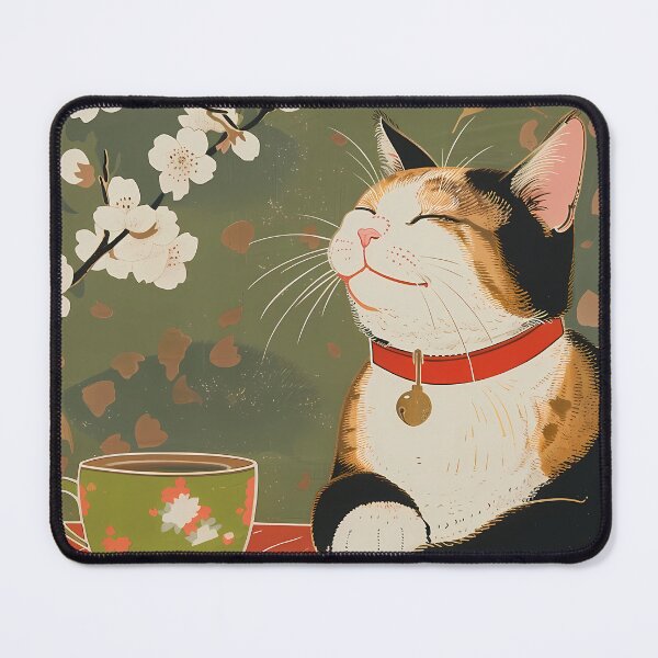 Item preview, Black Calico Cat And Green Tea designed and sold by sakurashorty.