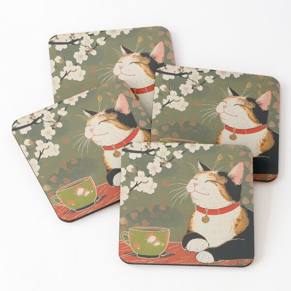 Item preview, Black Calico Cat And Green Tea designed and sold by sakurashorty.