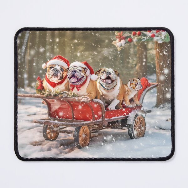 Item preview, English Bulldogs Christmas Wagon Jigsaw Puzzle designed and sold by candiscamera.