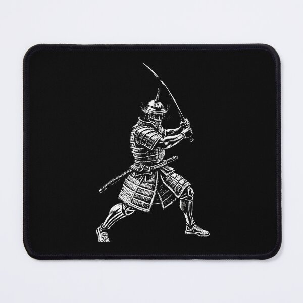 Item preview, Samurai with Sword in Hand: A Monochrome Portrait designed and sold by Pickmash.