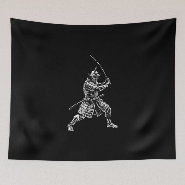 Item preview, Samurai with Sword in Hand: A Monochrome Portrait designed and sold by Pickmash.