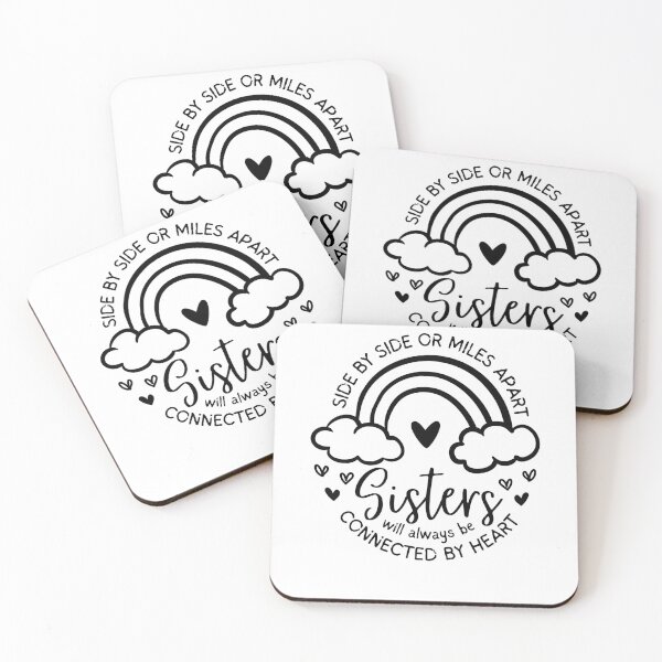Item preview, Sister Quote - Cute - Side By Side Or Miles Apart Sisters Will Always be Connected By Heart - Family Quote - Rainbow designed and sold by patternjp.