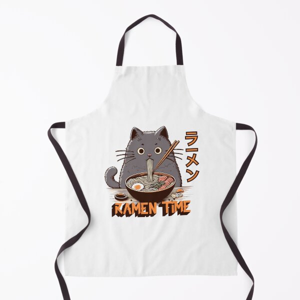 Item preview, Ramen Time Japanese Style Anime Cat Eating Ramen Funny designed and sold by The Masked Designer.
