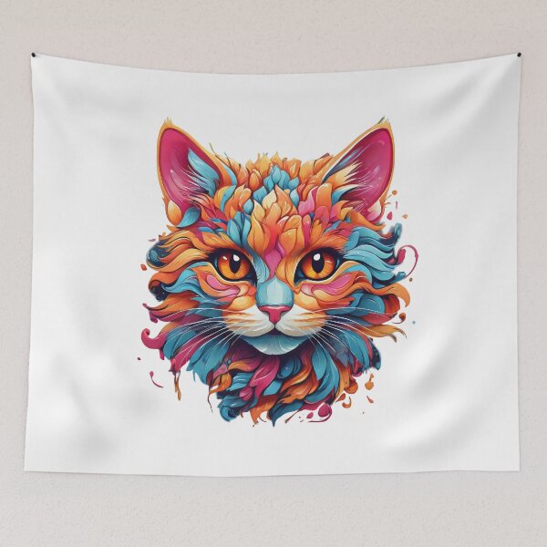 Item preview, Enchanted Cat with Vibrant Plumage - Captivating Masterpiece designed and sold by BNCH44.