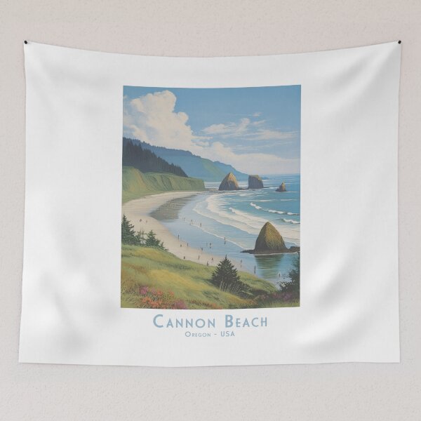Item preview, Vintage travel poster - Cannon Beach, Oregon - Minimalist retro design designed and sold by pod24.