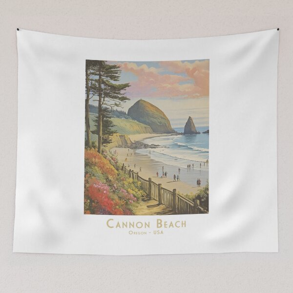 Item preview, Retro travel poster from Cannon Beach - Minimalistic vintage design for travel lovers designed and sold by pod24.