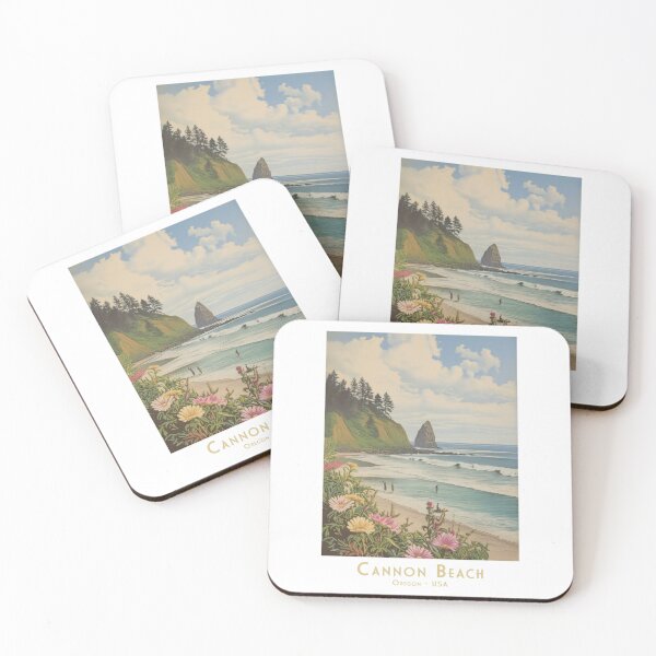 Item preview, Vintage Travel Poster - Cannon Beach, Oregon - Retro Minimalist Design designed and sold by pod24.