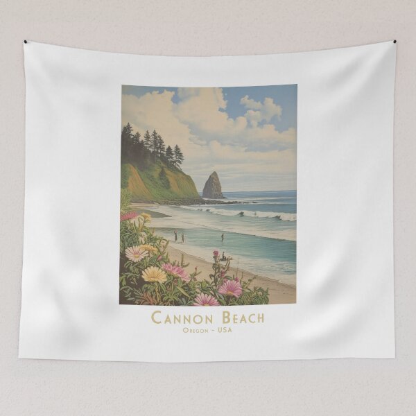 Item preview, Vintage Travel Poster - Cannon Beach, Oregon - Retro Minimalist Design designed and sold by pod24.