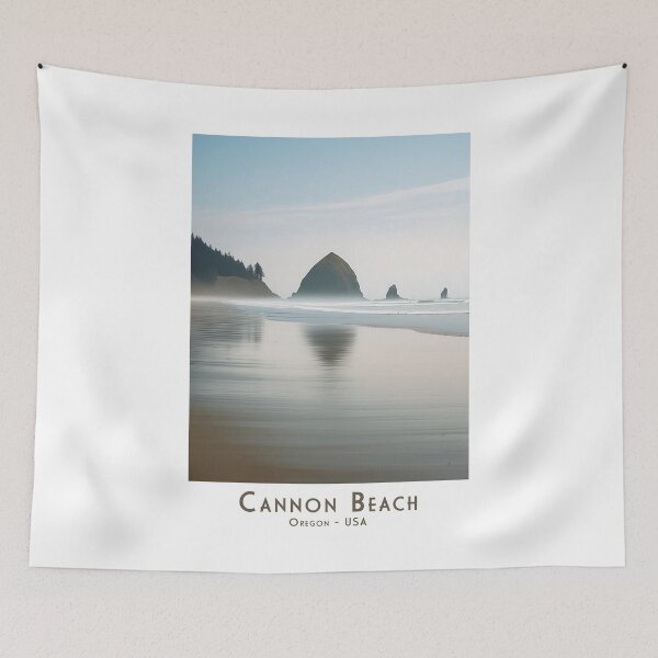 Item preview, Minimalist vintage travel poster - Cannon Beach at dawn designed and sold by pod24.