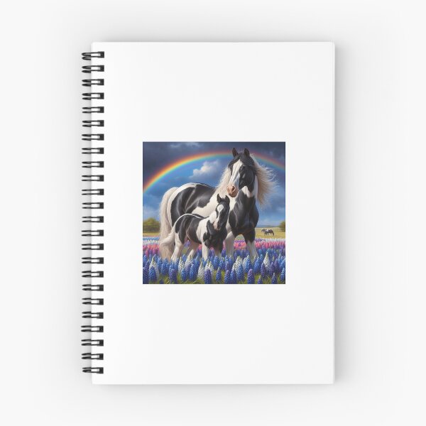 Item preview, Gypsy Vanner Mare and Foal: Field of Blue Bonnets designed and sold by Caitlin Soergel.