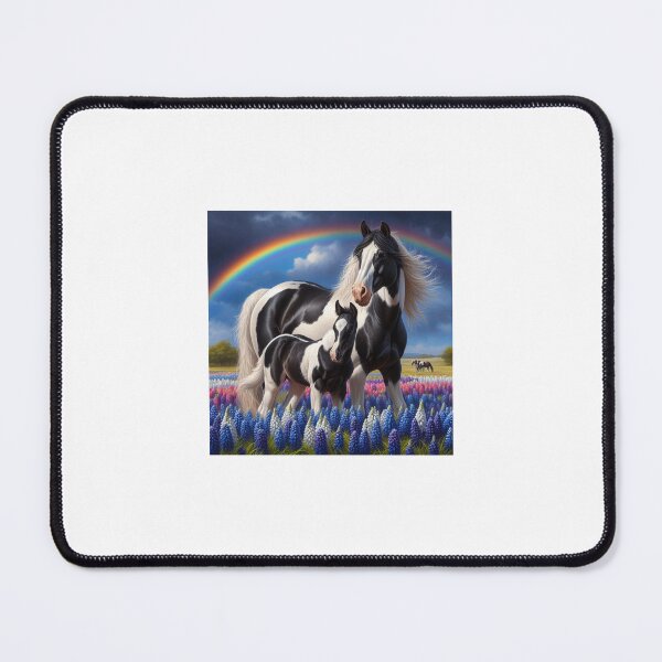 Item preview, Gypsy Vanner Mare and Foal: Field of Blue Bonnets designed and sold by Caitlin Soergel.