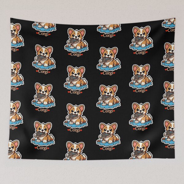 Item preview, Cute Corgi Puppy In Puddle With Shoe designed and sold by Minds-Eye.