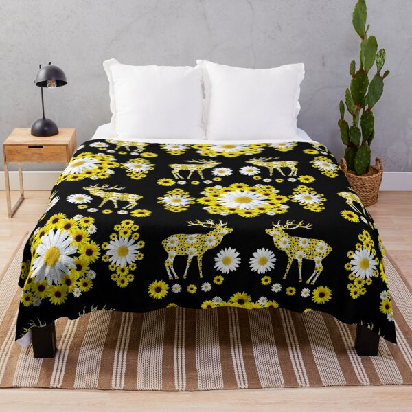 Artikelvorschau, Hirsche mit Sonnenblumen und Margeriten Rotwild floral entworfen und verkauft von rhnaturestyles.