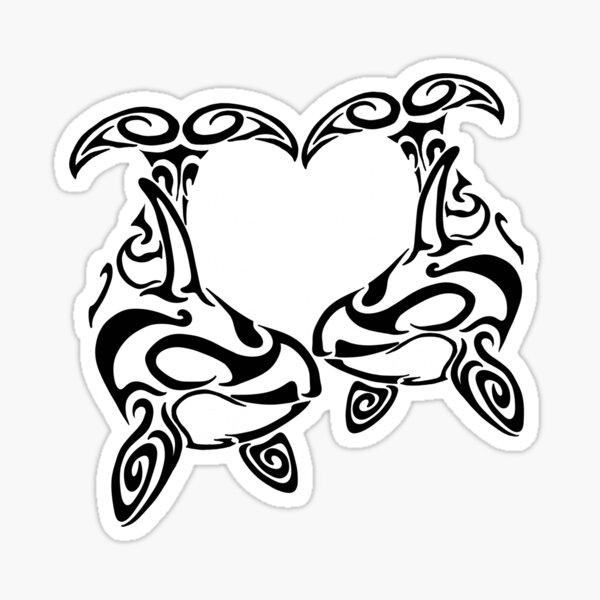 tribal dolphin heart drawing