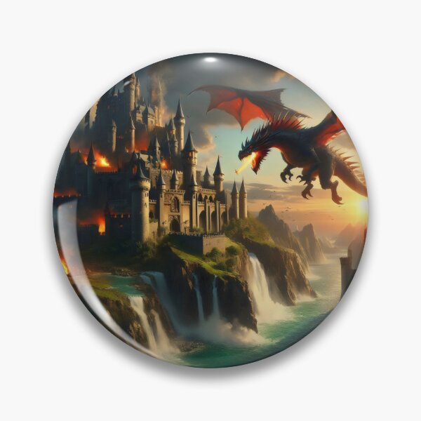 Item preview, Dragon attack on a large castle. designed and sold by MyHappyArtShop.