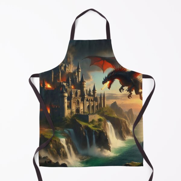 Item preview, Dragon attack on a large castle. designed and sold by MyHappyArtShop.