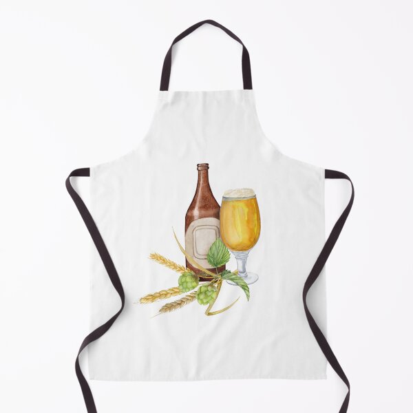 Item preview, Hand-drawn watercolor illustration bottle of beer with shaped glass of beer and hop and malt, beer festival, international beer day designed and sold by TanyaKremen.