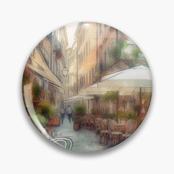 Item preview, Enchanted Watercolour Cafe Street at Dusk designed and sold by ArtComixHaven.