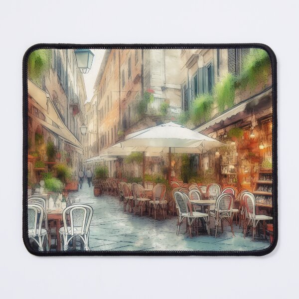 Item preview, Enchanted Watercolour Cafe Street at Dusk designed and sold by ArtComixHaven.