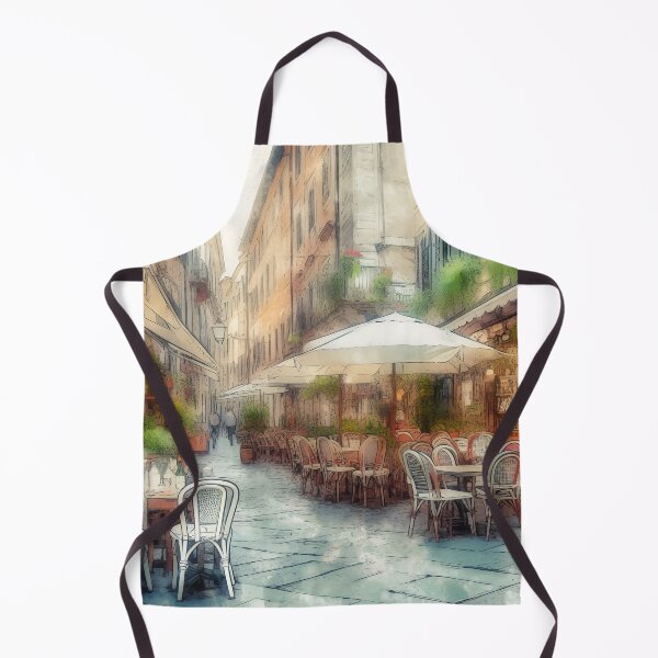 Item preview, Enchanted Watercolour Cafe Street at Dusk designed and sold by ArtComixHaven.