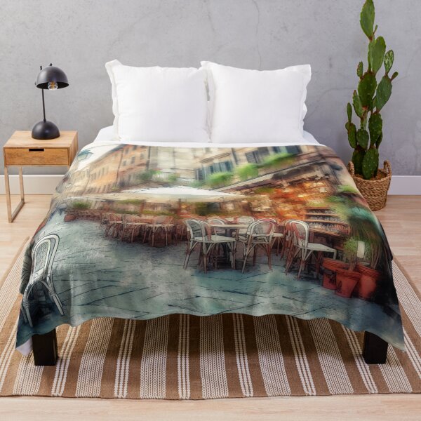 Item preview, Enchanted Watercolour Cafe Street at Dusk designed and sold by ArtComixHaven.