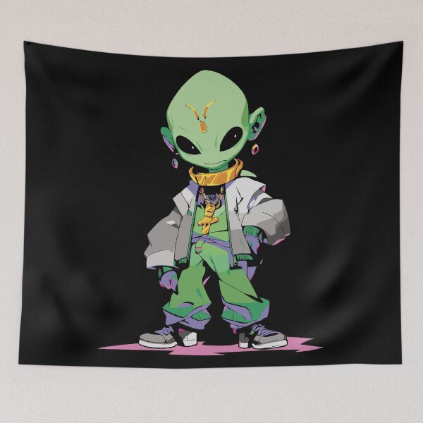 Artikelvorschau, Weltraum Alien Hip Hop Rap Musik Rapper Hippie Lustig Gangsta entworfen und verkauft von DrawHandArt.