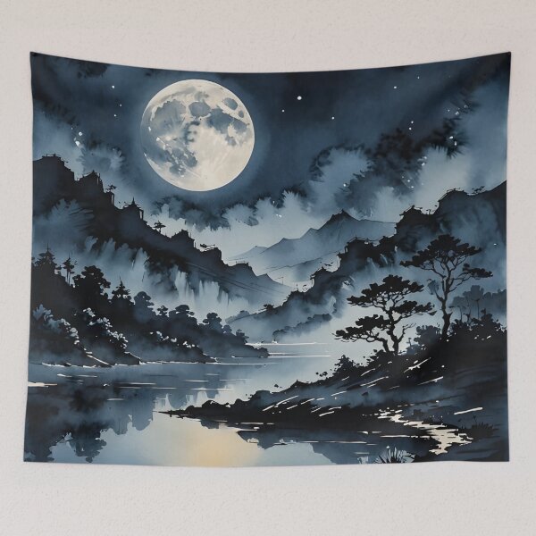Item preview, Lunar Reflections in Blue designed and sold by AJSRPrints.