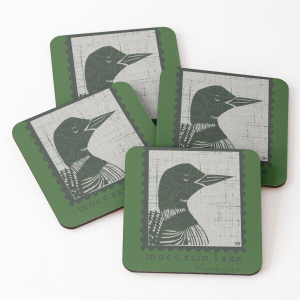 Item preview, Loon stamp misty morning designed and sold by BehindBoe.