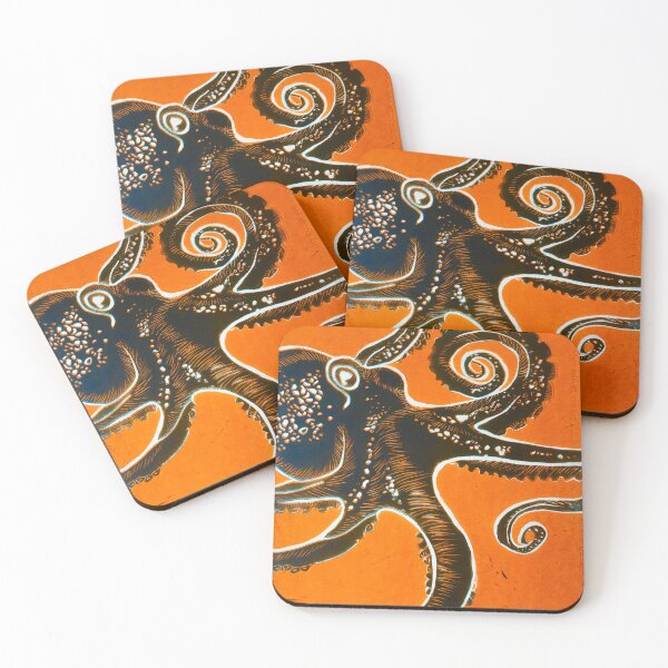 Item preview, Octopus swimming in orange designed and sold by ArtByErinSmith.