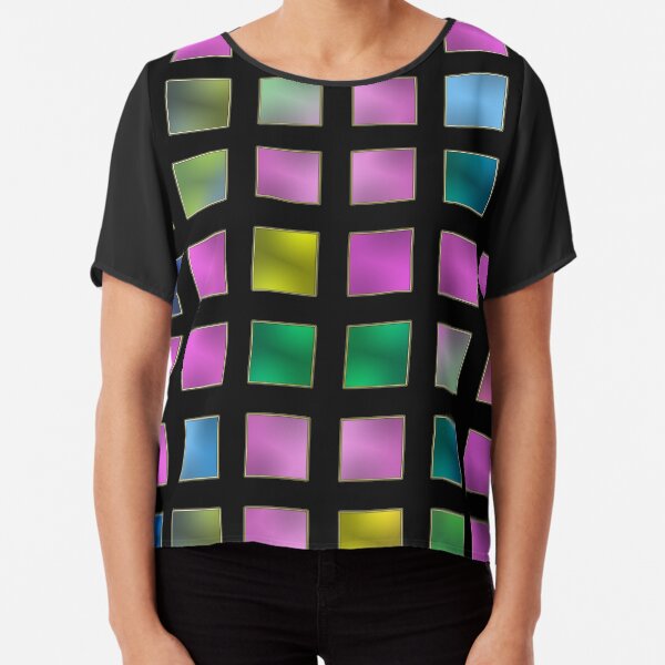 metallic variety - checkered colorful pattern Chiffon Top