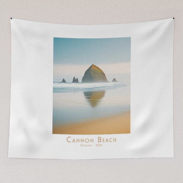 Item preview, Minimalist travel poster - Dawn at Cannon Beach, vintage style designed and sold by pod24.