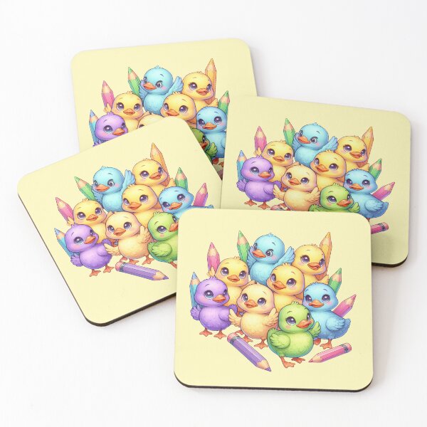 Item preview, Cute Ducklings and Colored Pencils - Whimsical Art Print designed and sold by lloreleya.