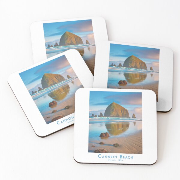 Item preview, Retro travel poster of Cannon Beach Oregon - Vintage Minimalist Design designed and sold by pod24.
