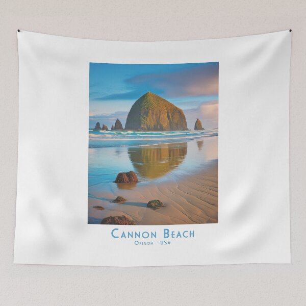 Item preview, Retro travel poster of Cannon Beach Oregon - Vintage Minimalist Design designed and sold by pod24.