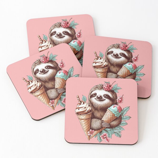 Item preview, vintage sloth with ice cream, designed and sold by MiroArtAbstra.