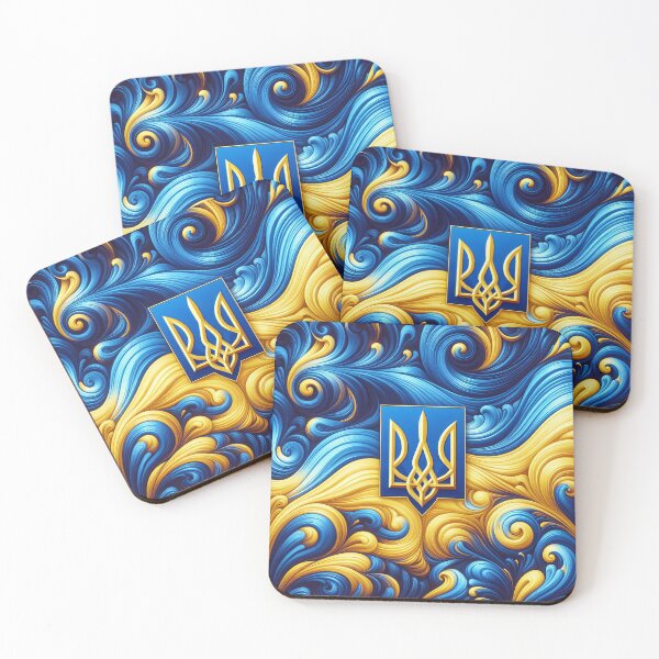 Item preview, Ukrainian Flag Curl Pattern - Patriotic Art Print designed and sold by lloreleya.