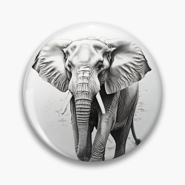 Item preview, Black and White Elephant family pencil drawing designed and sold by Pencil-Art.