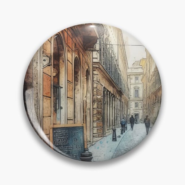 Item preview, Vintage Watercolor of Bustling European Coffee Street designed and sold by ArtComixHaven.