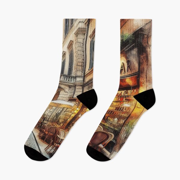 Item preview, Vintage Watercolor of Bustling European Coffee Street designed and sold by ArtComixHaven.