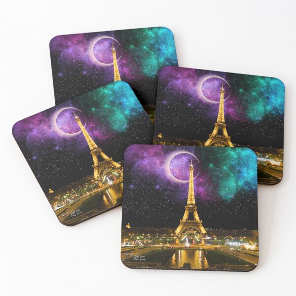 Item preview, Colorful Galaxy and Solar Eclipse Over Eiffel Tower Paris France at Night   designed and sold by julyperson.