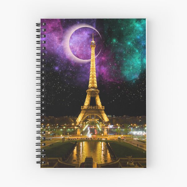 Item preview, Colorful Galaxy and Solar Eclipse Over Eiffel Tower Paris France at Night   designed and sold by julyperson.