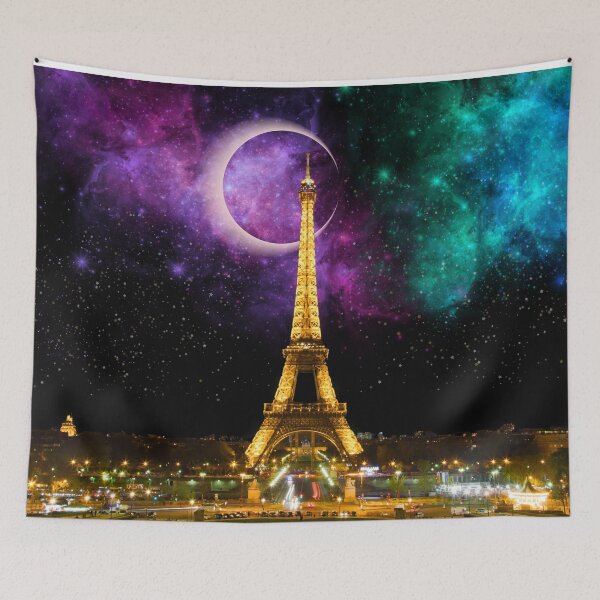 Item preview, Colorful Galaxy and Solar Eclipse Over Eiffel Tower Paris France at Night   designed and sold by julyperson.